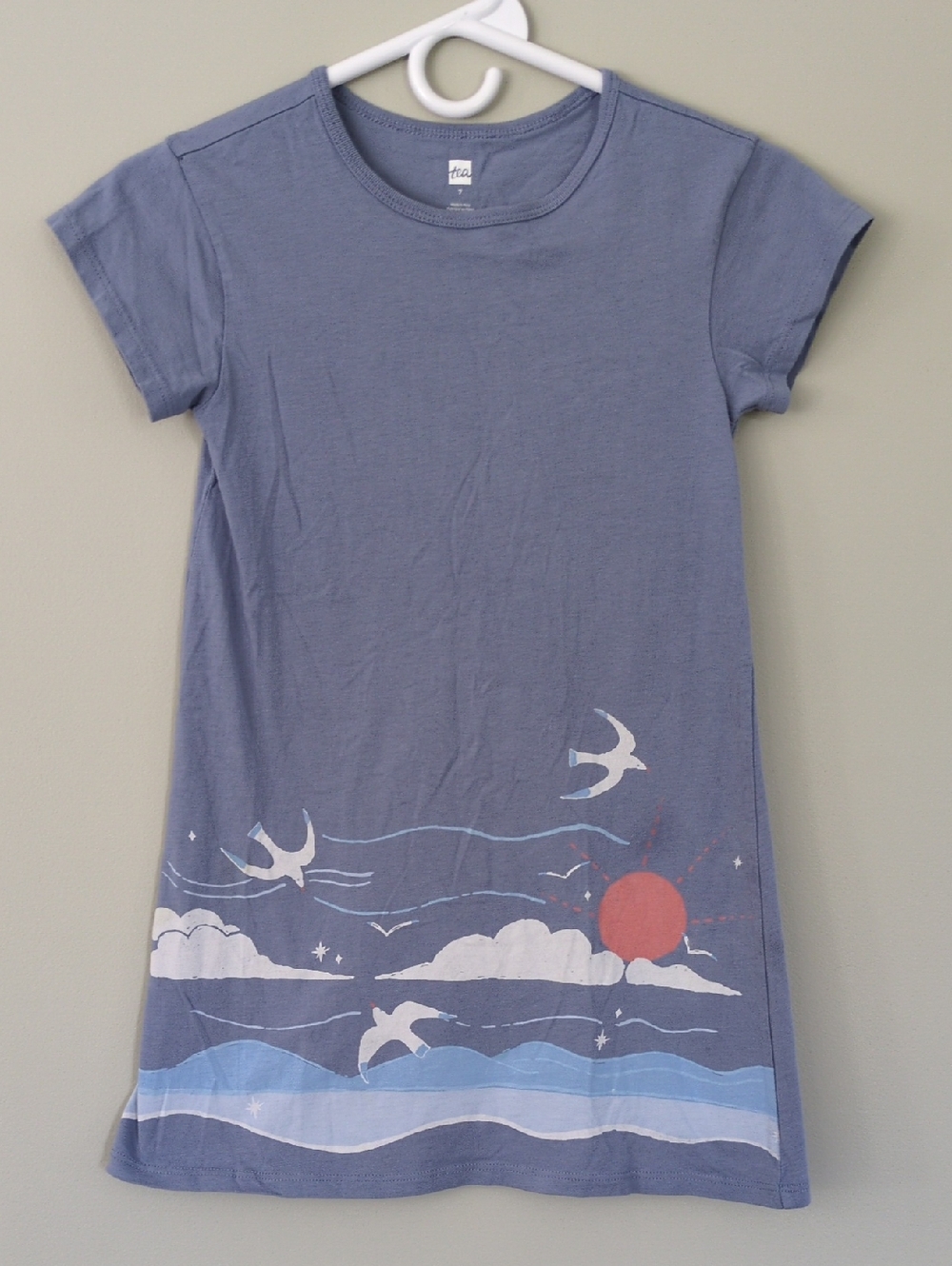 Tea Collection T-shirt Dress Size 7 Beach And Birds